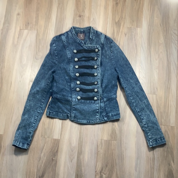 Relist 10/12❌ Forever 21 military vibe denim jean jacket size S - Picture 7 of 16